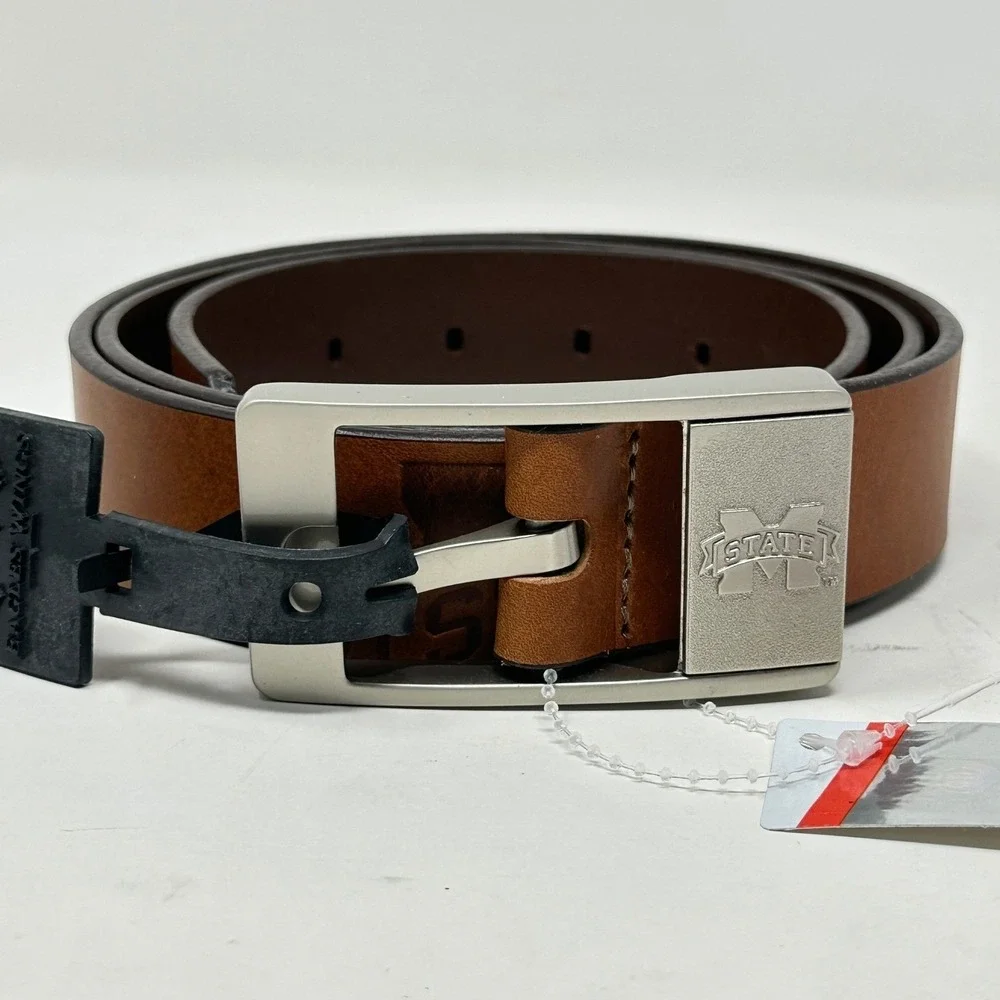 Mississippi State Bulldogs Mens Belt 40 Brown Leather MSU Embossed Logo College